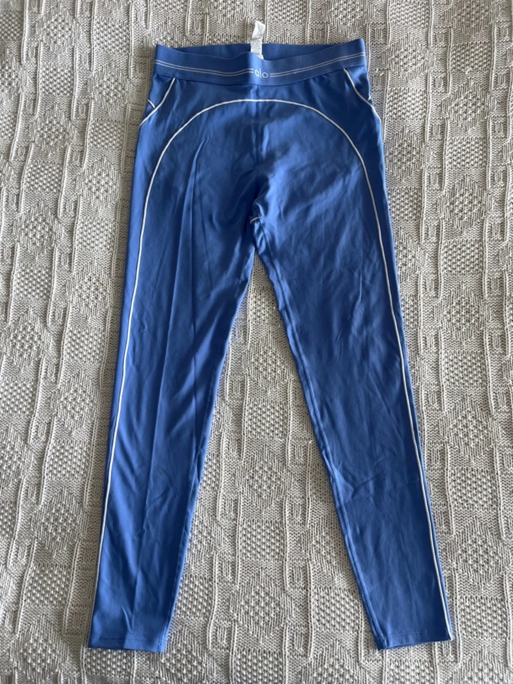 ALO Airbrush High-Waist Heart Throb Legging in Crystal Clear Blue White Sz 12 XL